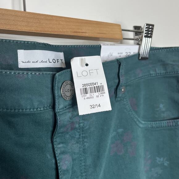 LOFT Modern Skinny Floral Print Jeans Teal Womens 14 Boho Western Forest Fairy - Picture 5 of 7
